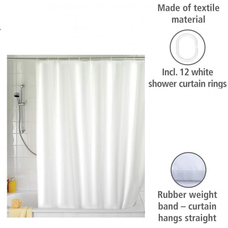 Iron Tenda Doccia Anti Muffa Impermeabile Con 12 Anelli Bagno Bianc...