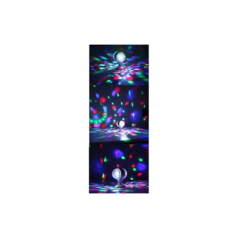 Lampada  Mini Proiettore RGB doppia rotazione LED E27 effetto disco per feste discoteca con adattatore per presa corrente