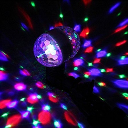 Lampada Mini Proiettore RGB doppia rotazione LED E27 effetto disco per feste discoteca con adattatore per presa corrente