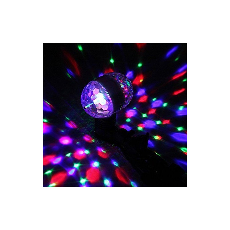 Lampada  Mini Proiettore RGB doppia rotazione LED E27 effetto disco per feste discoteca con adattatore per presa corrente