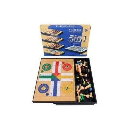 Scacchiera 5 in 1 pieghevole gioco scacchi chess set dama backgammon 3x17x12 cm