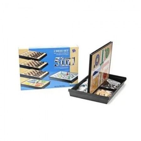 Scacchiera 5 in 1 pieghevole gioco scacchi chess set dama backgammon 3x17x12 cm
