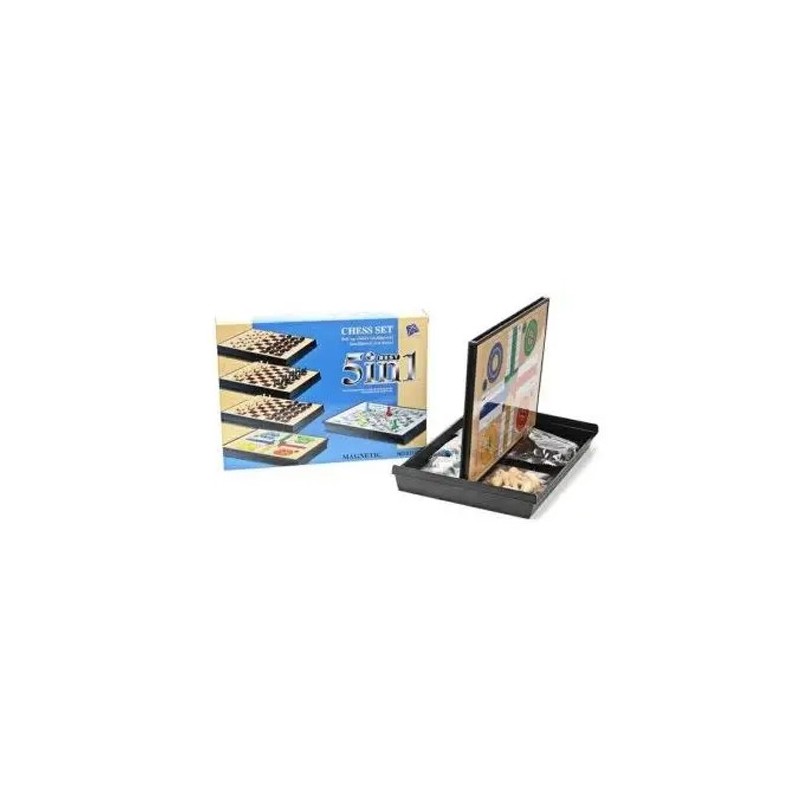 Generico Scacchiera 5 in 1 pieghevole gioco scacchi chess set dama ...