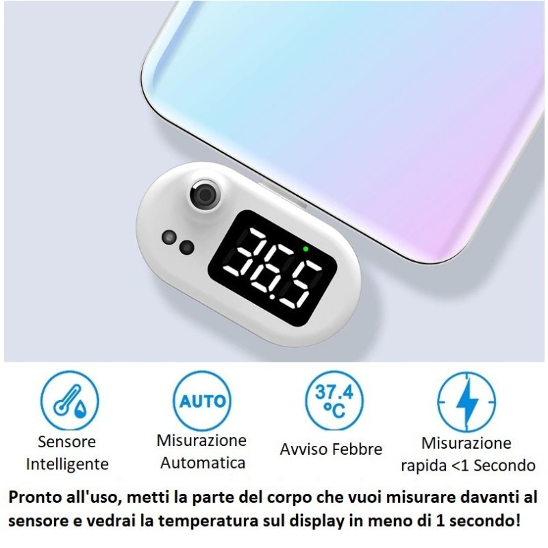 Tagoow Termometro connettore iPhone ad infrarossi misura temperatur...