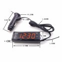 Voltometro Termometro Orologio 3 in 1 digitale LED rosso 0-33V per interni 12V