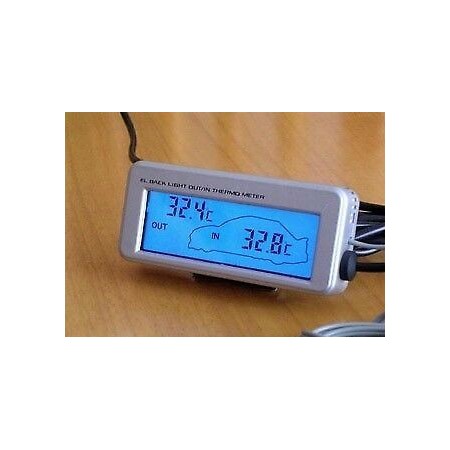 Termometro Digitale Auto LED BLU temperatura interna esterna 82 x 18mm tuning