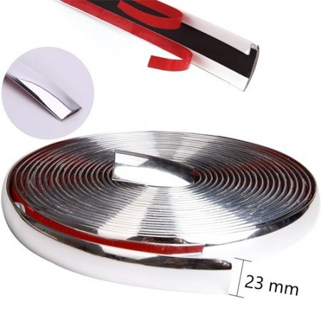 Striscia adesiva decorativa e protettiva per auto cromata 23mm x 3M biadesivo