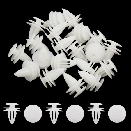 20 Rivetti in plastica bianco per auto materiale plastico montaggio di minigonne