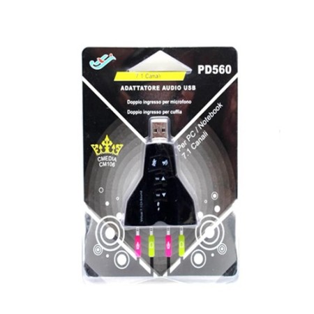Scheda audio esterna USB 2.0 3D sound 7.1 computer microfono cuffie adattatore