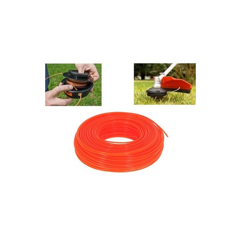 Filo di ricambio decespugliatore zincato plastificato 2.4mm x 10mt arancione