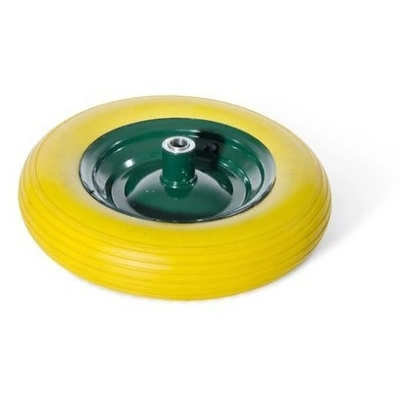 Iron Ruota per carriola gialla Gomma piena in schiuma di poliuretan...