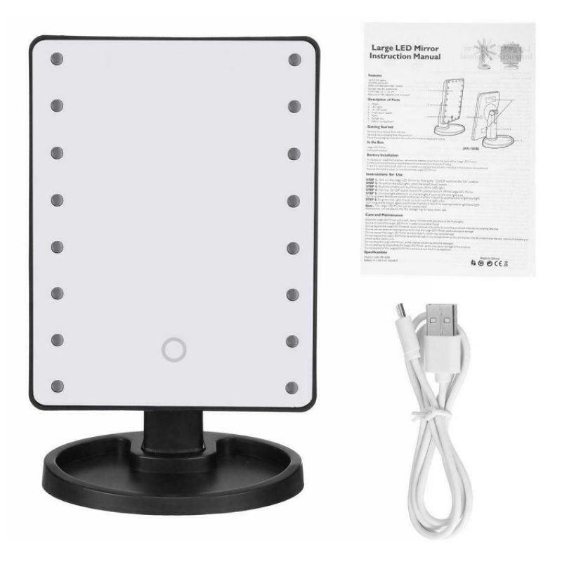 DOBO Specchio Trucco Con 16 Luci Led Large Mirror Rotazione 360° Ma...
