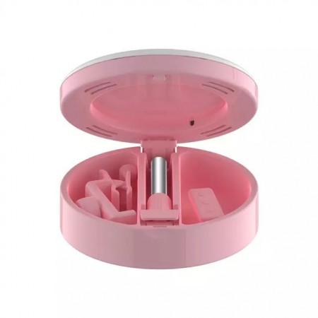 Specchio da trucco tondo illuminato supporto telefono base trucchi 172x172x70 mm