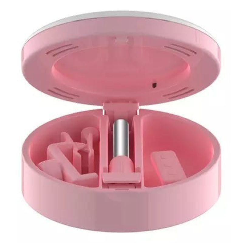 DOBO Specchio da trucco tondo illuminato supporto telefono base tru...