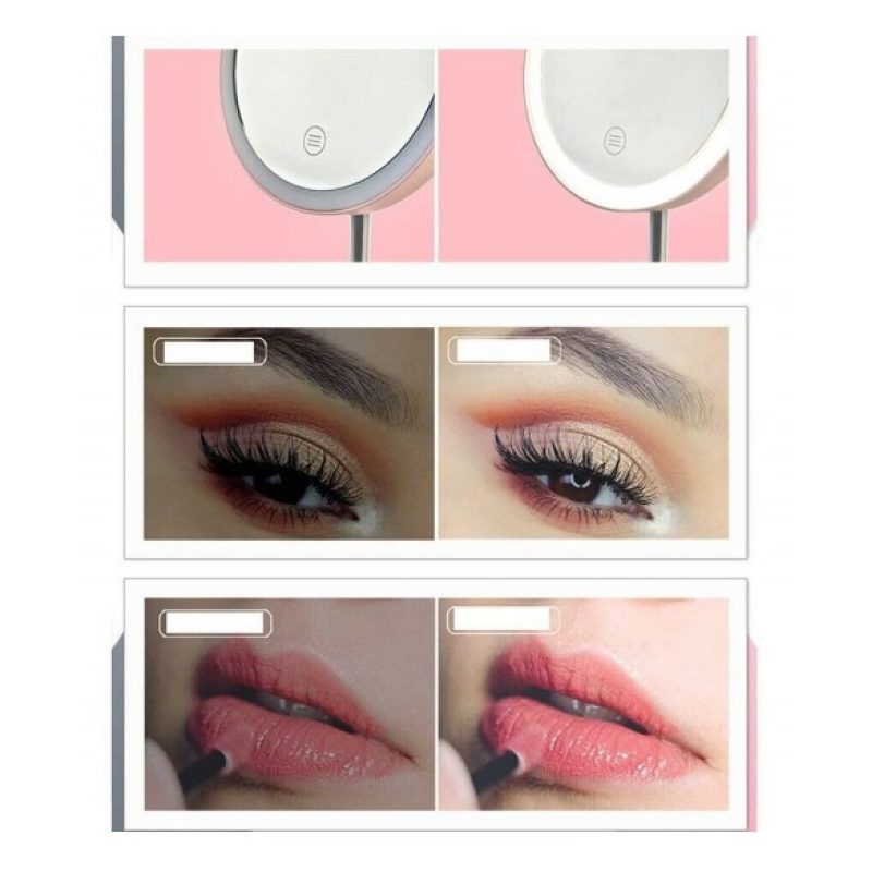 DRIWEI Specchio trucco con luce led base girevole bianco make up il...