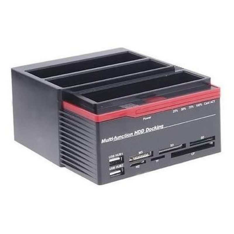 Dock station triplo slot HD per 3 Hard Disk da 3.5 e 2.5 (2 SATA-1 IDE) con lettore schede All-in-one