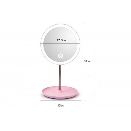 Specchio trucco con luce led base girevole bianco make up illuminato TE-B0293