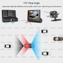 AUTO DVR Video Recorder Fotocamera anteriore posteriore specchio tripla lente