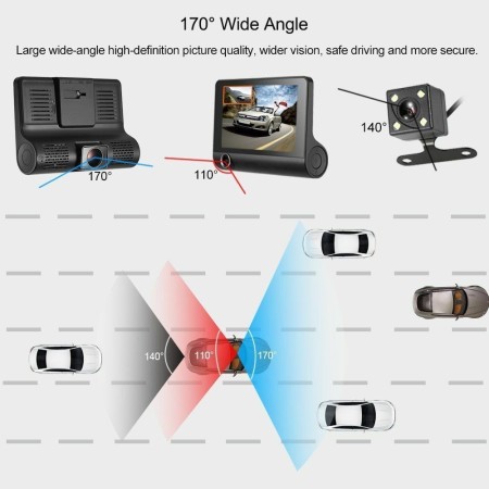 AUTO DVR Video Recorder Fotocamera anteriore posteriore specchio tripla lente