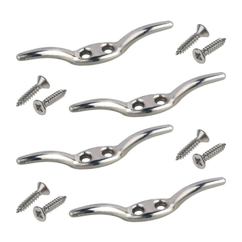 4x Bitta bitte in zinco pressofuso slim per barca nautica blocca cima ormeggio cromata 65mm