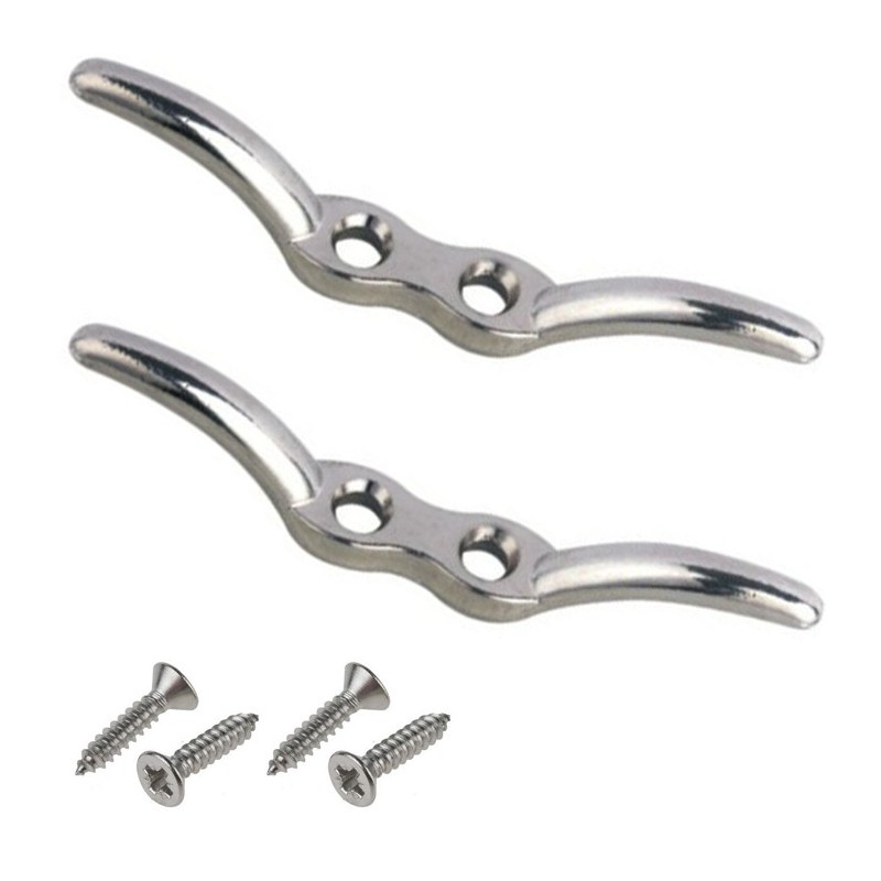 2x Bitta bitte in zinco pressofuso per barca nautica blocca cima ormeggio cromata 100mm