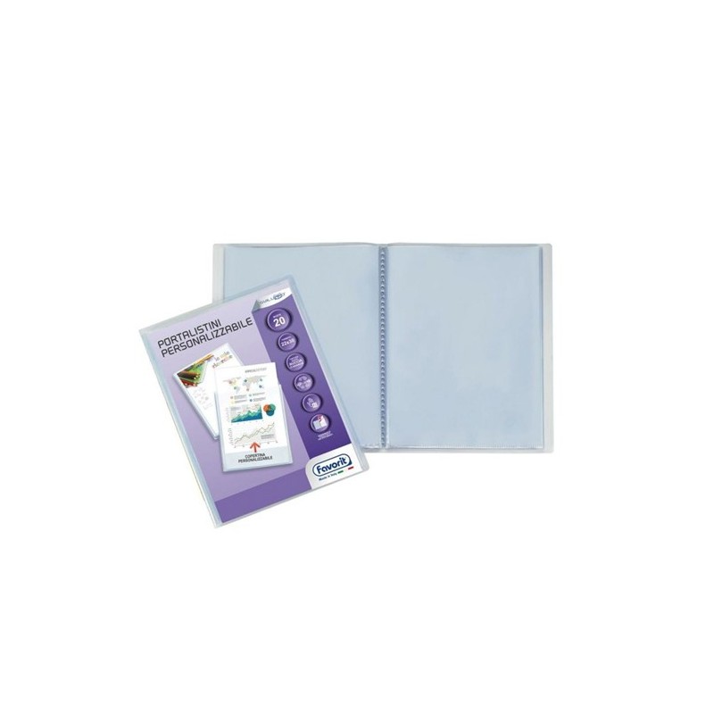PORTALISTINI PERSONALIZZABILE FAVORIT 20 BUSTE 22 X 30 CM COPERTINA FLESSIBILE