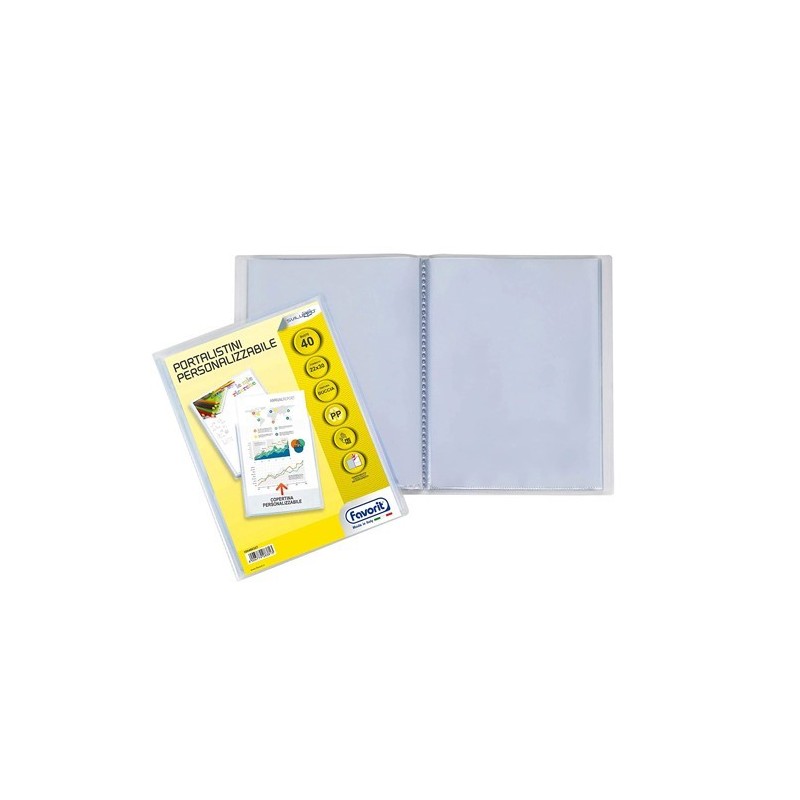PORTALISTINI PERSONALIZZABILE FAVORIT 40 BUSTE 22 X 30 CM COPERTINA FLESSIBILE