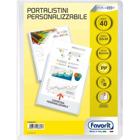 PORTALISTINI PERSONALIZZABILE FAVORIT 40 BUSTE 22 X 30 CM COPERTINA FLESSIBILE