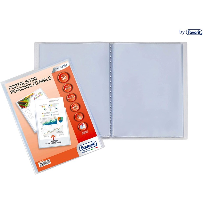 PORTALISTINI PERSONALIZZABILE FAVORIT 30 BUSTE 22 X 30 CM COPERTINA FLESSIBILE