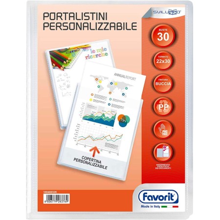 PORTALISTINI PERSONALIZZABILE FAVORIT 30 BUSTE 22 X 30 CM COPERTINA FLESSIBILE
