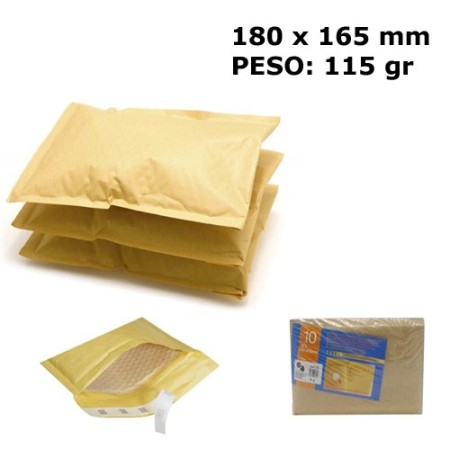 10x Buste postali imbottite con film a bolle aria (pluriboll) 180 x 165 mm posta