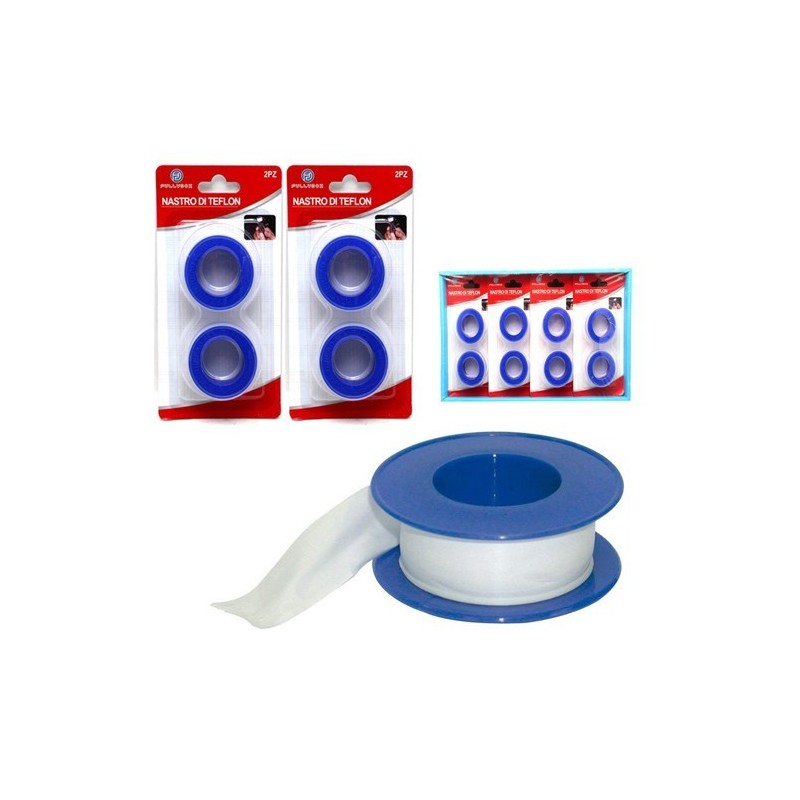 4x Nastri di teflon in confezione blister larghezza 12 mm 10 Metri nastro nastri