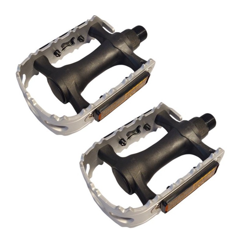 Coppia pedali bici bicicletta alluminio leggero e plastica antiscivolo flat MTB