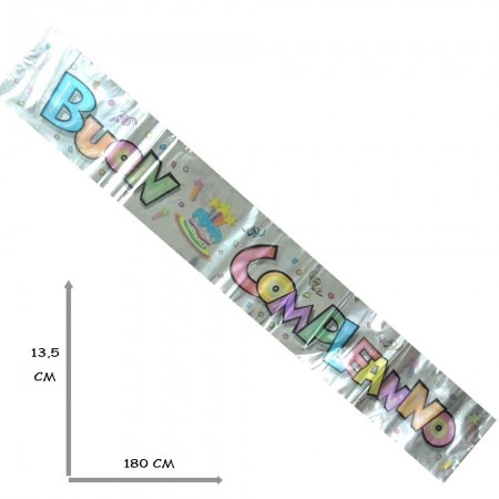 3X STRISCIONE BUON COMPLEANNO DECORAZIONE FESTE PARTY 180x10 Cm