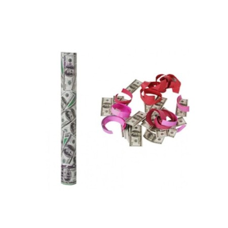 SPARA CORIANDOLI DOLLARI TUBO 78 CM SOLDI SPARASOLDI FESTA PARTY