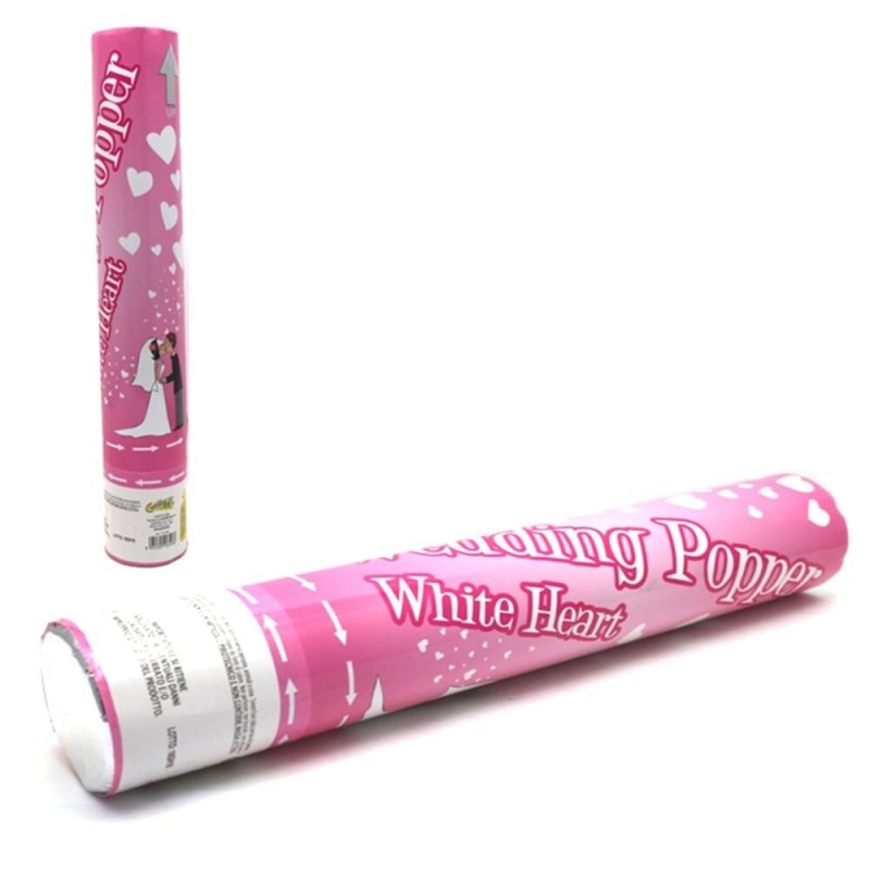 SPARA CORIANDOLI CUORI TUBO 40 CM SOLDI SPARACUORI FESTA PARTY