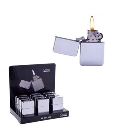 ACCENDINO METALLO CROMATO A STOPPINO CHAMP CROMATO FLINT ZIP ZIPPO RICARICABILE