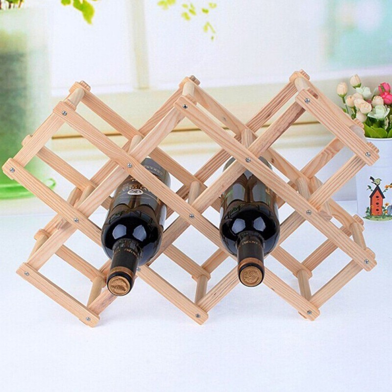 Cantinetta cantina portabottiglie in legno per 10 bottiglie scaffale richiudibile