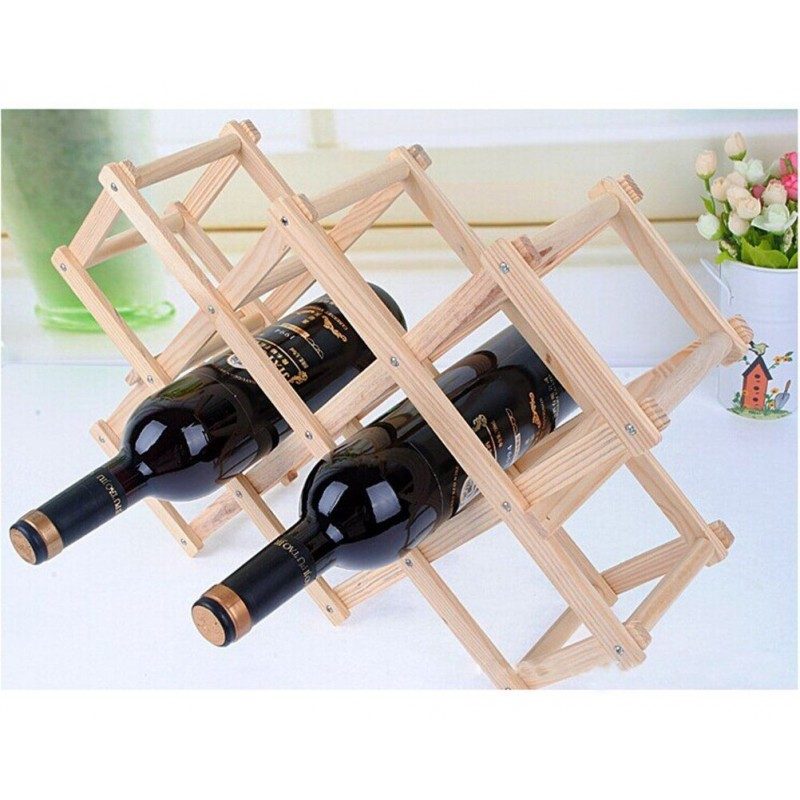 Cantinetta cantina portabottiglie in legno per 10 bottiglie scaffale richiudibile