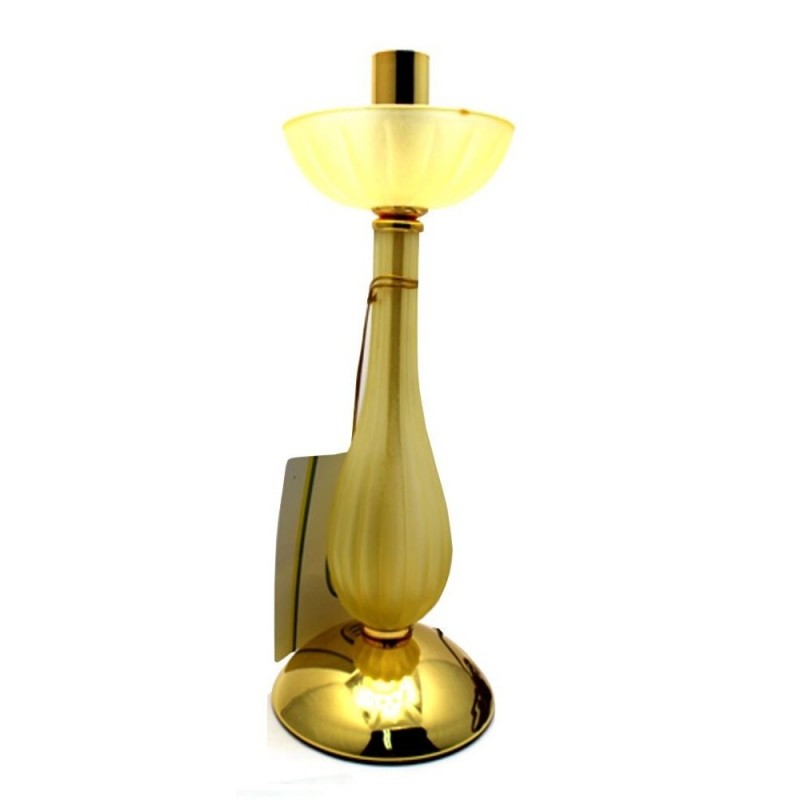 ABAT JOUR LUMETTO DA COMODINO IN VETRO ORO CHIC LUCE ILLUMINAZIONE ATTACCO E14