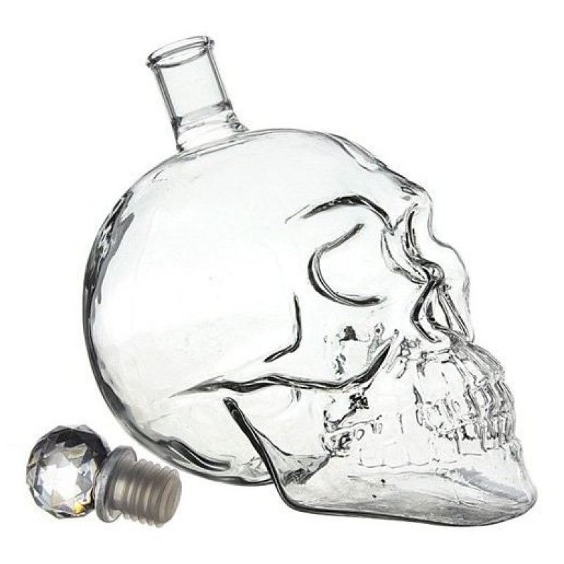 DOBO Skull Head bottiglia teschio con 6 bicchieri in vetro disegno ...