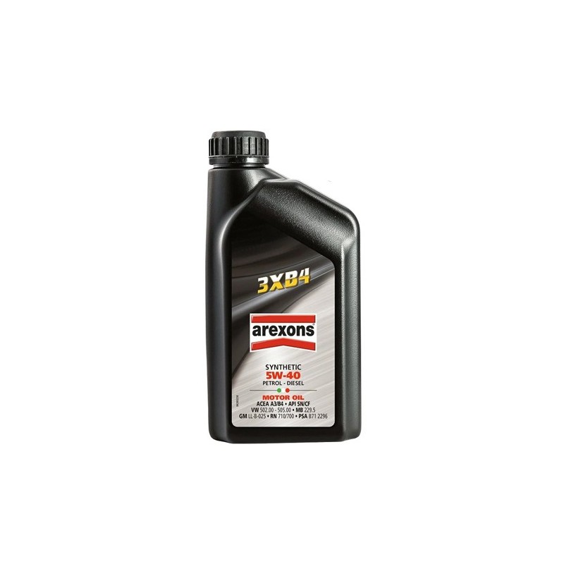 OLIO SINTETICO PER MOTORI BENZINA DIESEL 5W-40 3XB4 1LT AREXONS ACEA B4