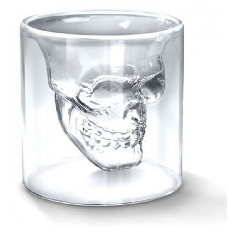 DOBO Skull Head bottiglia teschio con 6 bicchieri in vetro disegno ...
