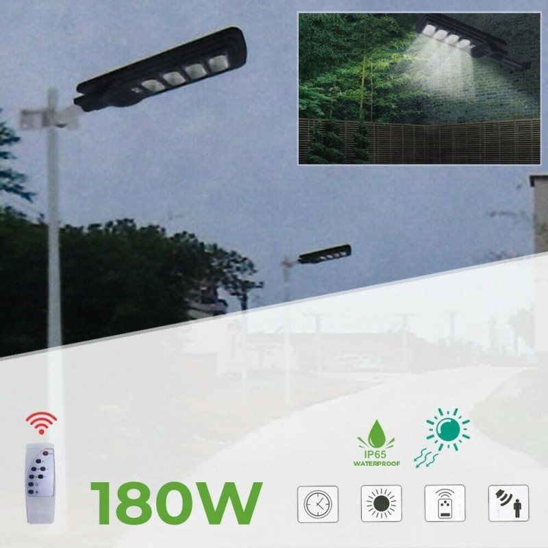 DOBO Lampione stradale LED 180W pannello solare fotovoltaico Faro S...