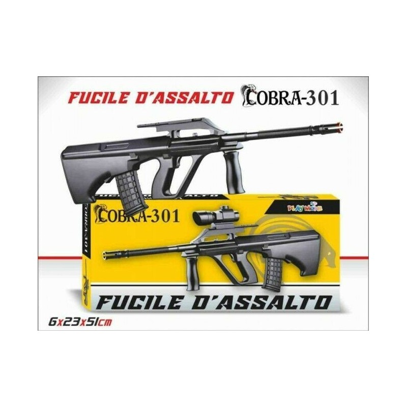 Mitra Fucile D'Assalto Cobra-301 Gioco Giocattolo Bambini 6x23x51 Cm Mirino