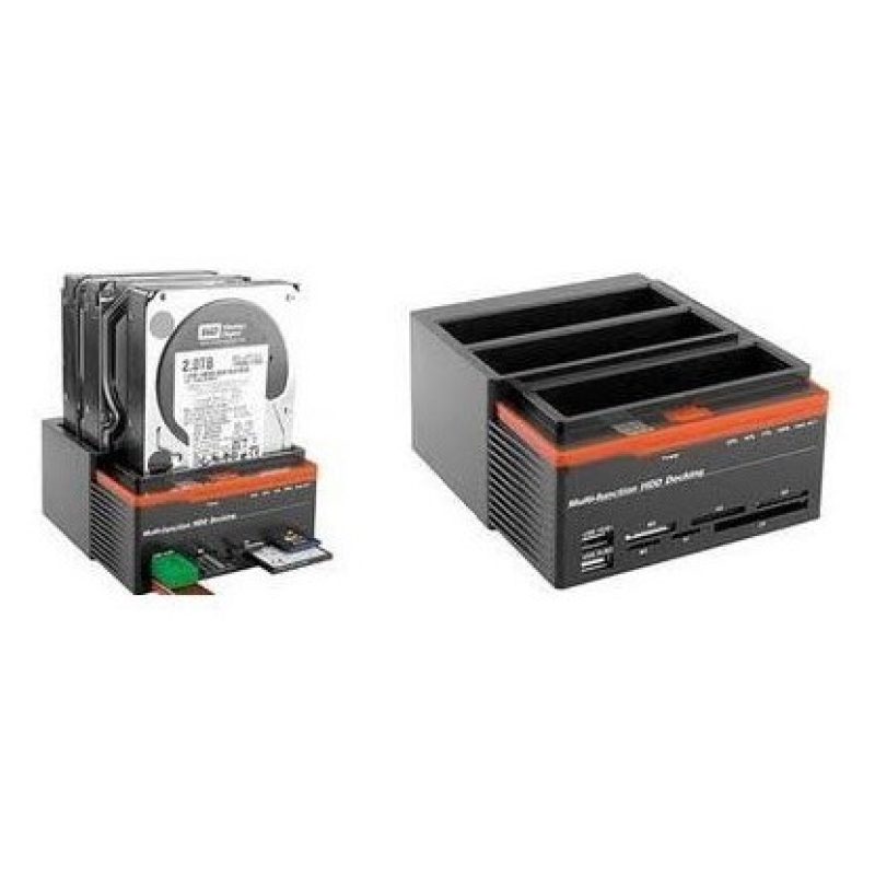 Dock station triplo slot HD per 3 Hard Disk da 3.5 e 2.5 (2 SATA-1 IDE) con lettore schede All-in-one
