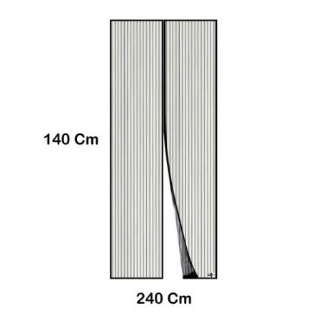 TENDA ZANZARIERA MAGNETICA CON CALAMITA 140 X 240 CM NERA PER PORTA BALCONE