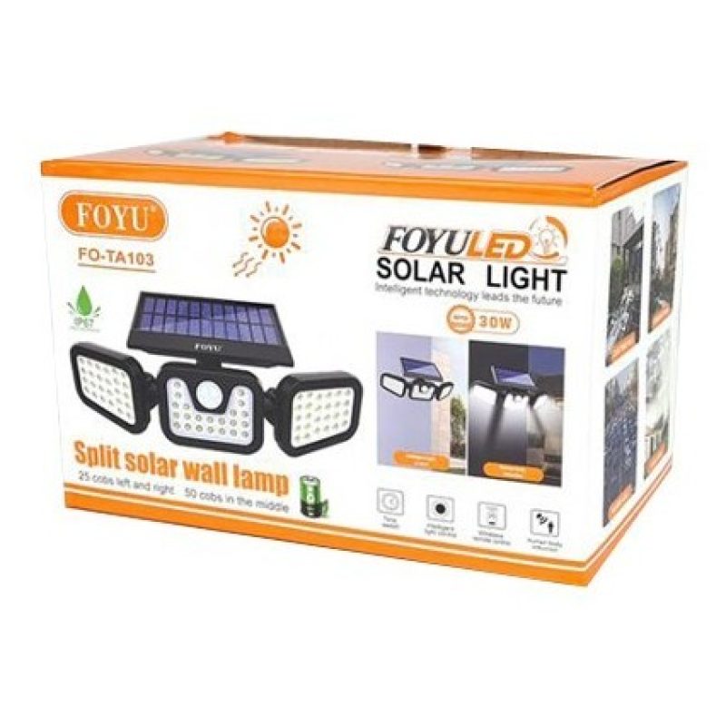 DOBO FARETTO CON PANNELLO SOLARE 74 LED 30 WATT SENSORE DI MOVIMENT...