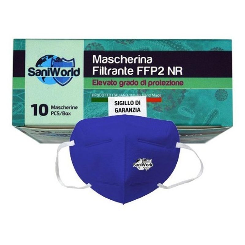 SaniWorld 20x MASCHERINE FFP2 ITALIANE CERTIFICATE CE COLORE BLU mo...