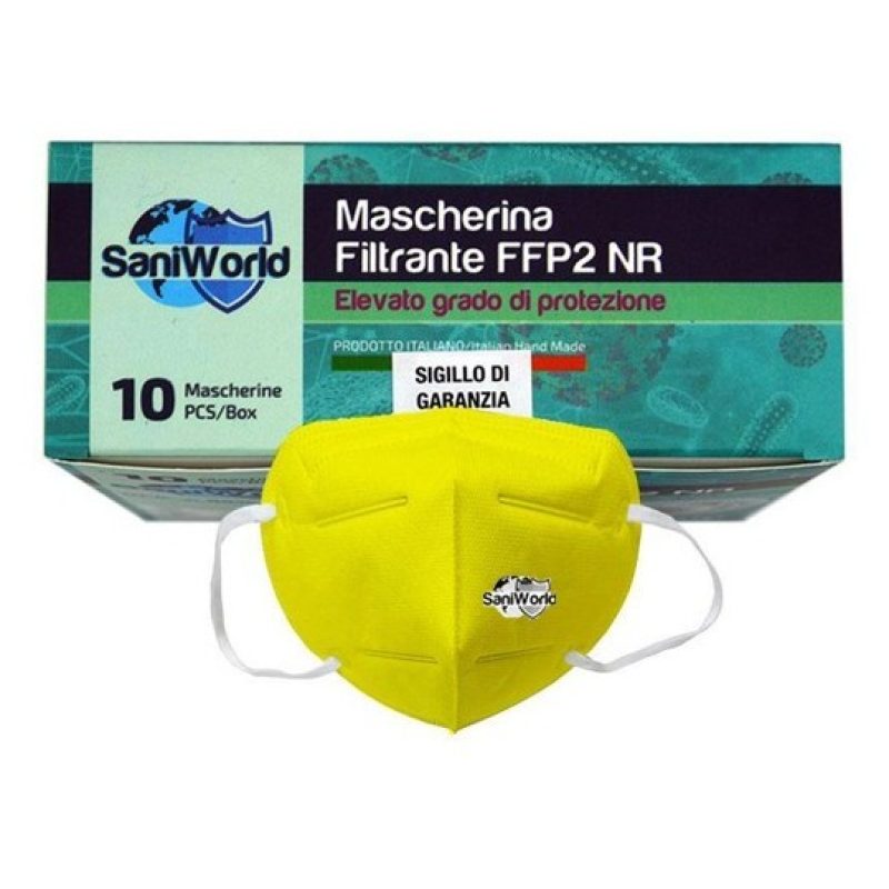 SaniWorld 20x MASCHERINE FFP2 ITALIANE CERTIFICATE COLORE GIALLO mo...
